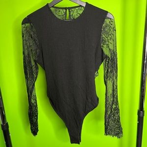 Black lace Backless Bodysuit